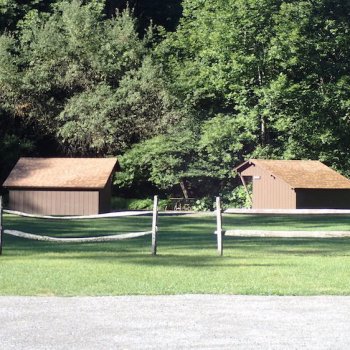 Lean-to camping area, Camp Plymouth State Park