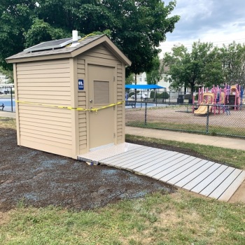 Lowell Field C-11 restroom waiting for opening