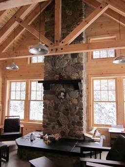 Library fieldstone chimney